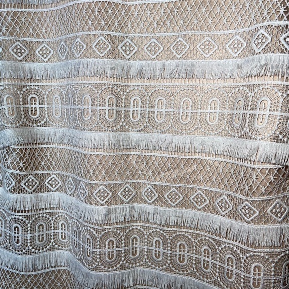 ELIZA J White Nude Lace Fringe Cap Sleeve Mini Shift Dress Size 16W - Picture 5 of 8